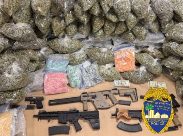 Jacksonville Man Arrested After Burglary Call Leads to Seizure of Firearms and Drugs
