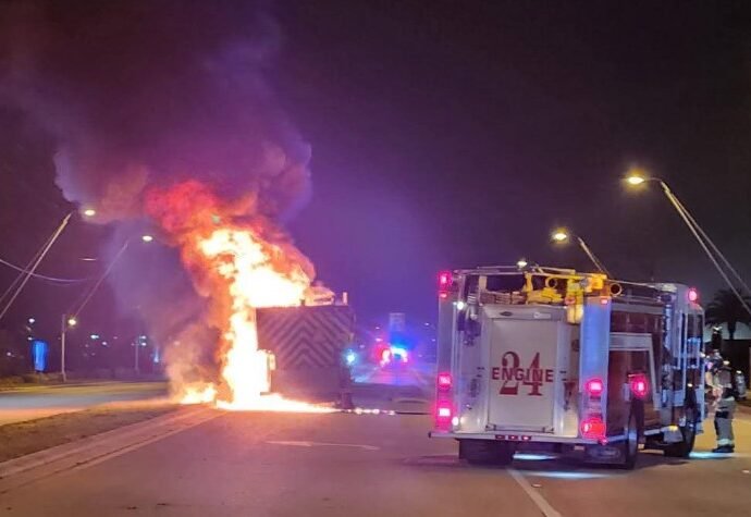 Street Sweeper Erupts in Flames Outside FedEx Facility in Charlotte County