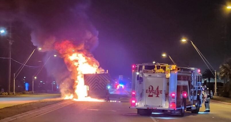 Street Sweeper Erupts in Flames Outside FedEx Facility in Charlotte County